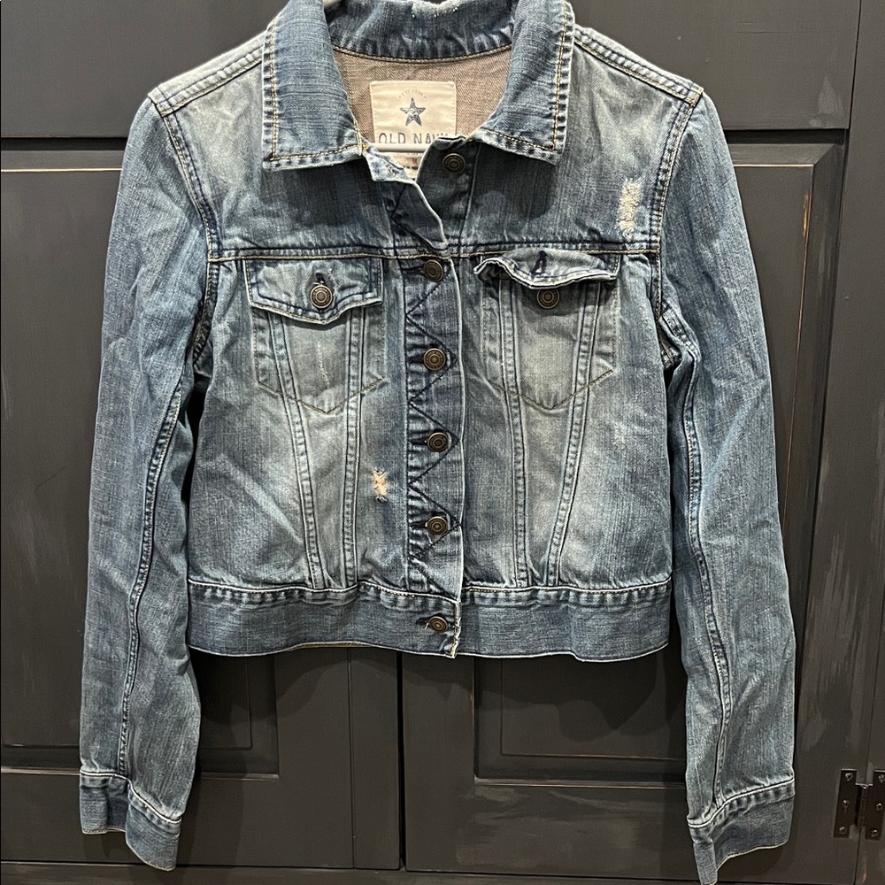 Old Navy Blue and Cream Denim Jacket